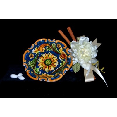 Bomboniera in ceramica di Caltagirone, ciotola barocca.