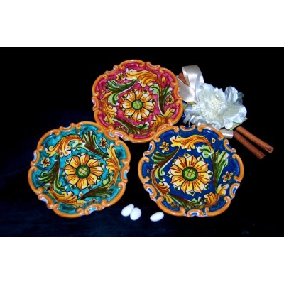 Bomboniera in ceramica di Caltagirone, ciotola barocca.