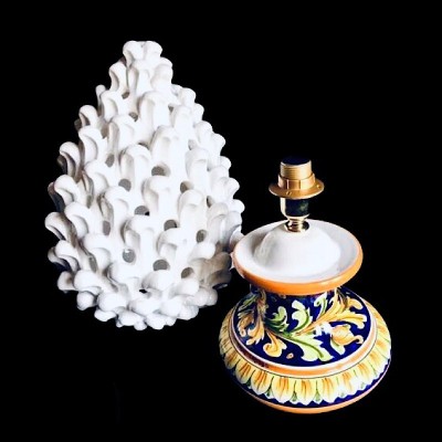 Pigna a lume in ceramica di Caltagirone decoro Ornato