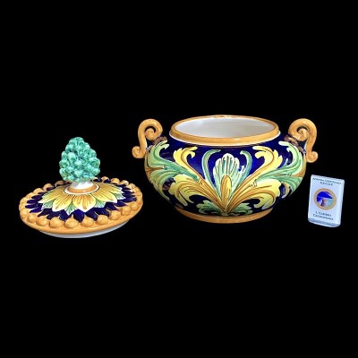 Biscottiera a centrotavola in ceramica di Caltagirone