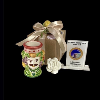 Testa di moro doppia faccia h.7 in ceramica di Caltagirone