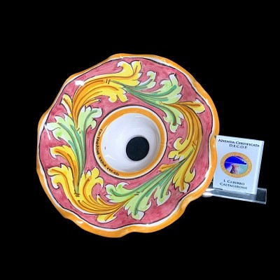 Applique decoro Ornato rosa antico in ceramica di Caltagirone
