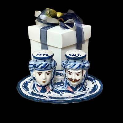Sale-pepe a testa di moro in ceramica di Caltagirone