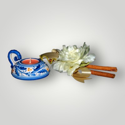 Porta tealight decoro '600 in ceramica di Caltagirone