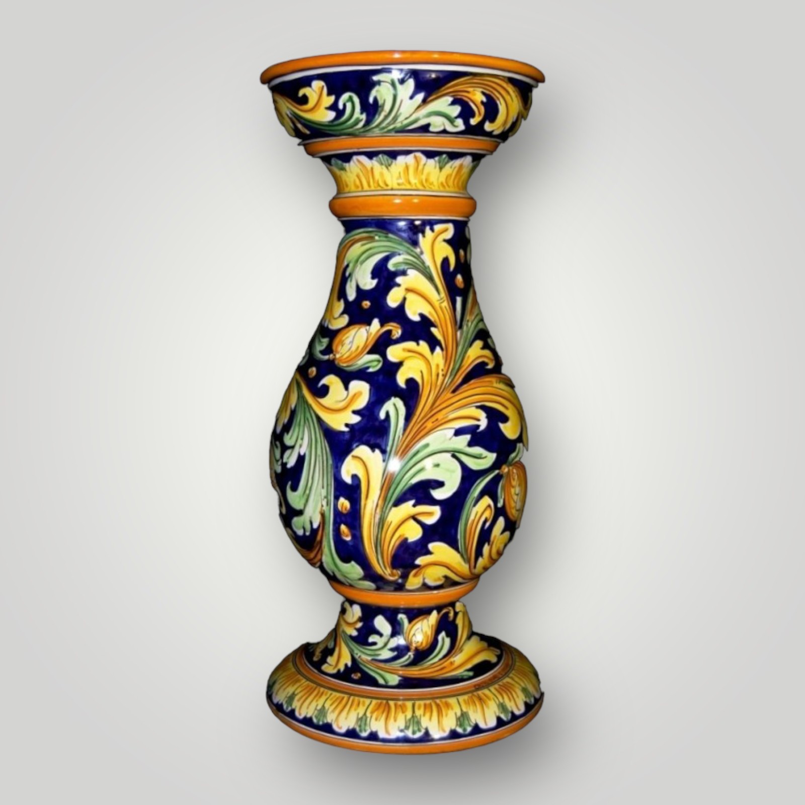 Colonna da esposizione Ornato Blu in ceramica di Caltagirone