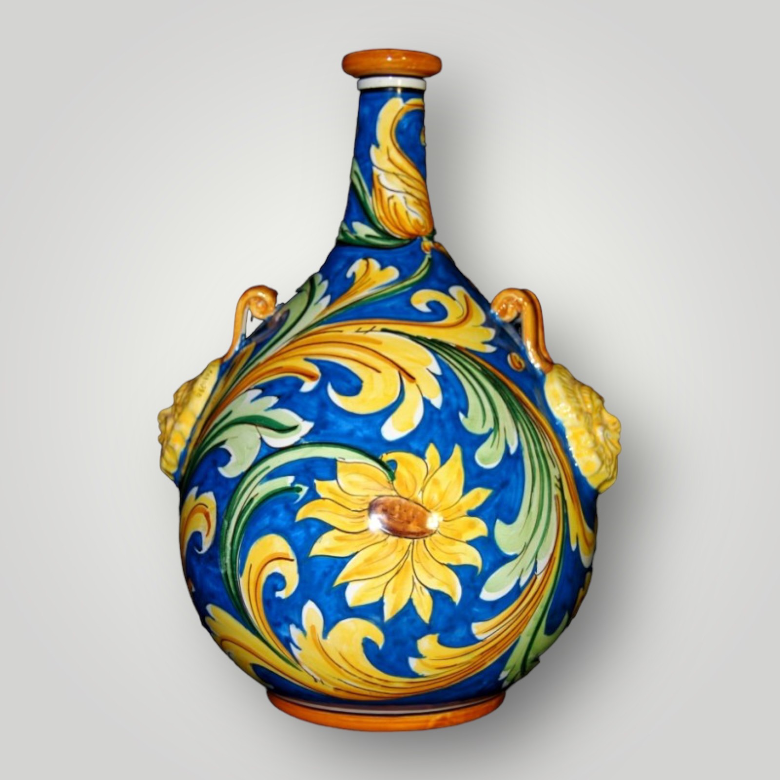 Vaso a bottiglia Ornato del 700 in ceramica di Caltagirone