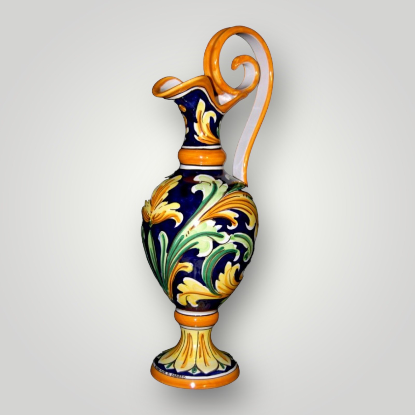 Anfora Ornato Blu Cobalto in ceramica di Caltagirone