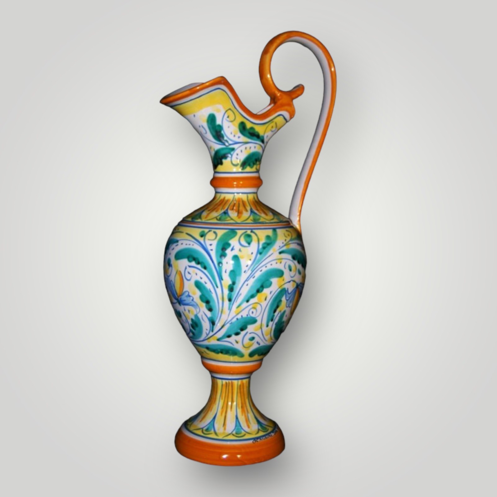 Anfora dec.'600 verde in ceramica di Caltagirone