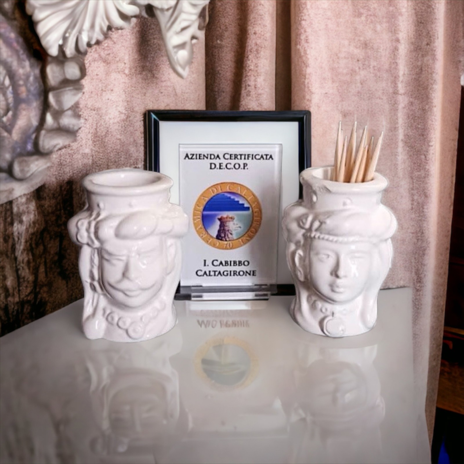 Teste di moro H.6,5 in Ceramica di Caltagirone