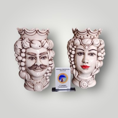 Coppia teste di moro fumè in Ceramica di Caltagirone