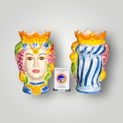 Coppia teste di moro Siciliane h.19 in Ceramica di Caltagirone