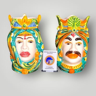 Coppia teste di moro tradizionale in Ceramica di Caltagirone