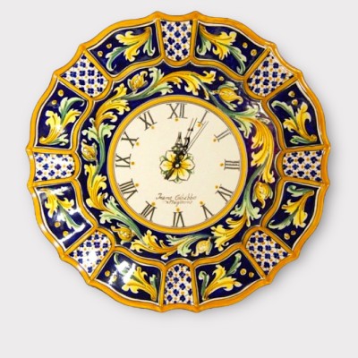 Orologio decoro Ornato del '700 in ceramica di Caltagirone