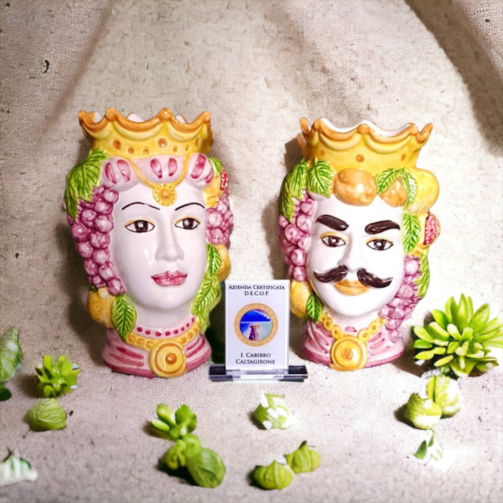 Coppia teste di moro tradizionale in Ceramica di Caltagirone