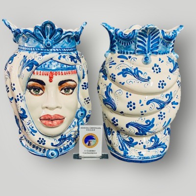Teste di moro dec. reale h.26 in Ceramica di Caltagirone