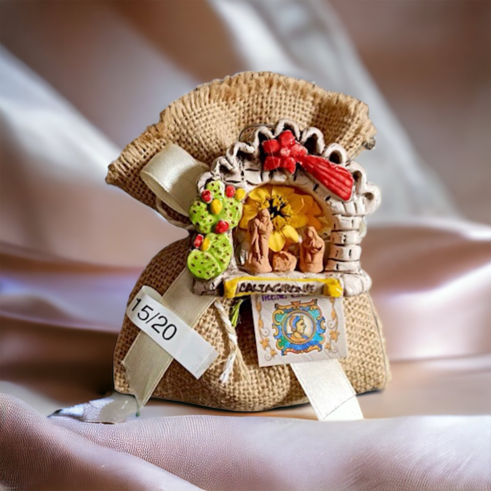 Presepe con magnete in ceramica di Caltagirone