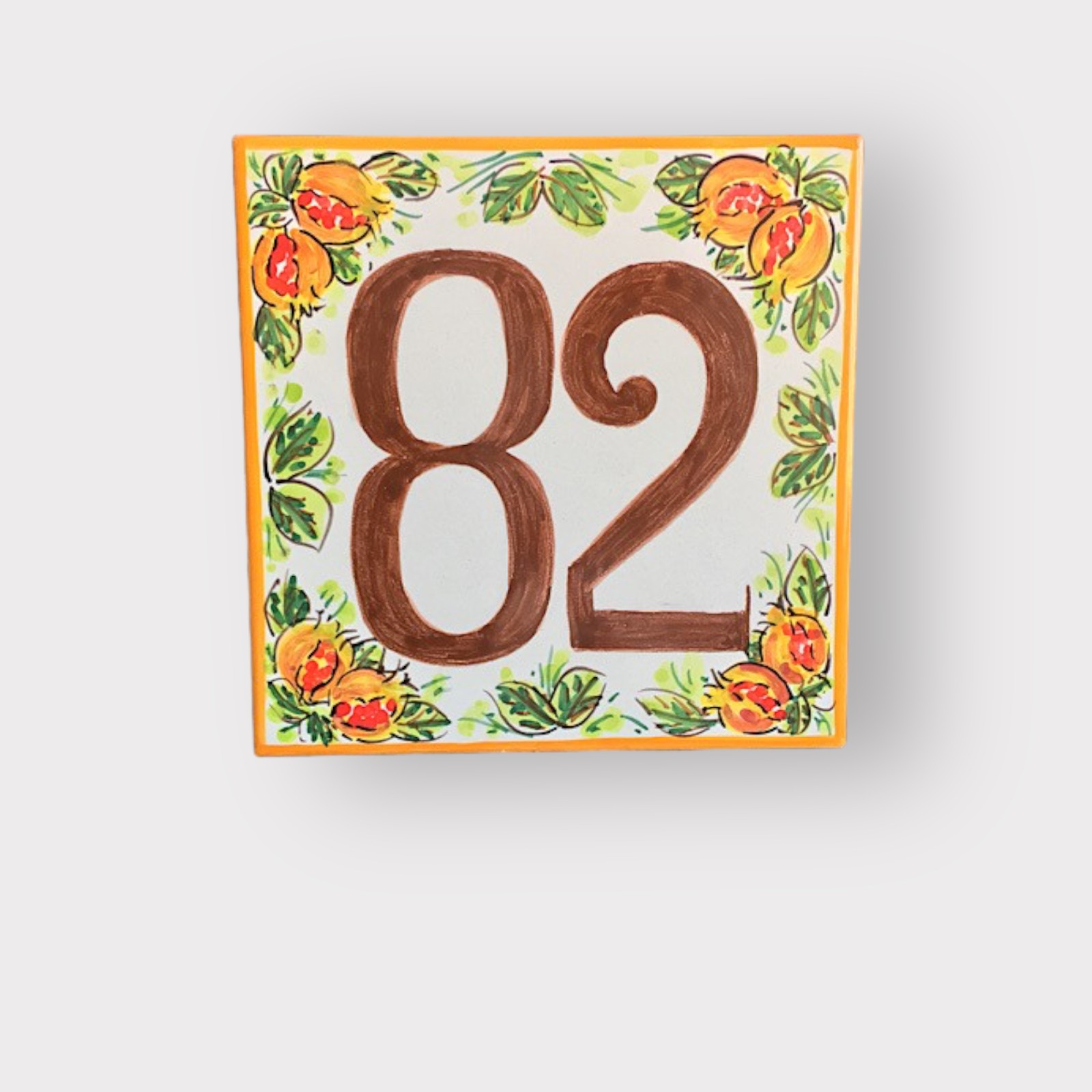 Numero civico decoro ornato in ceramica di Caltagirone