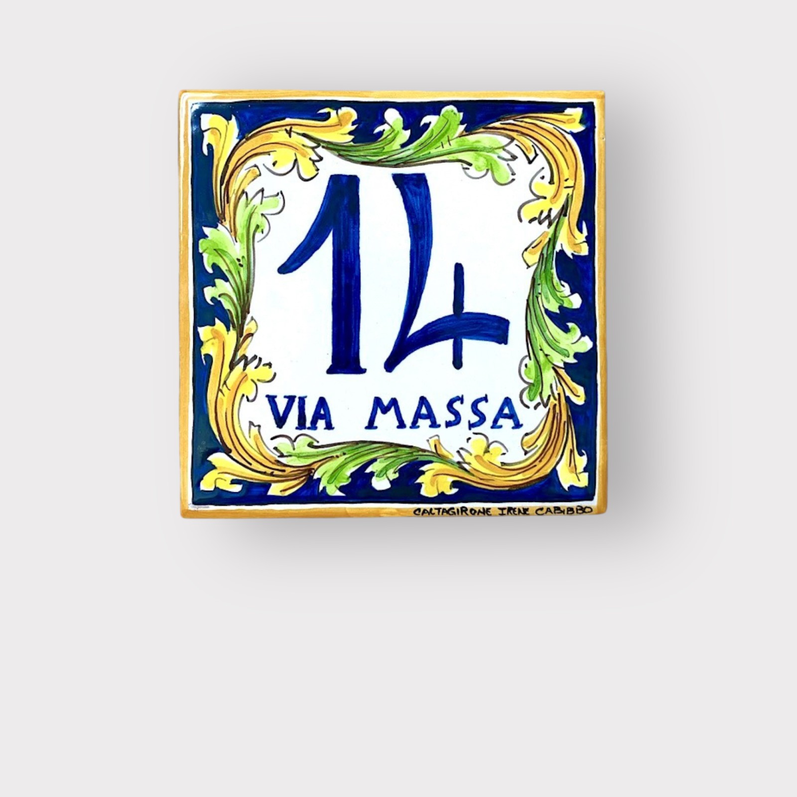 Numero civico con via in Ceramica di Caltagirone