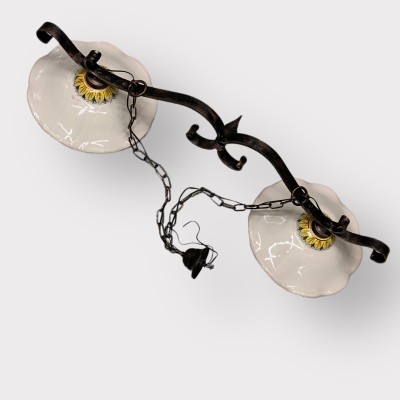 Lampadario Bilanciere in ferro e ceramica di Caltagirone.