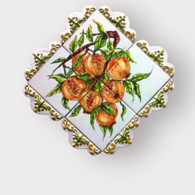 Pannello melograni in ceramica di Caltagirone