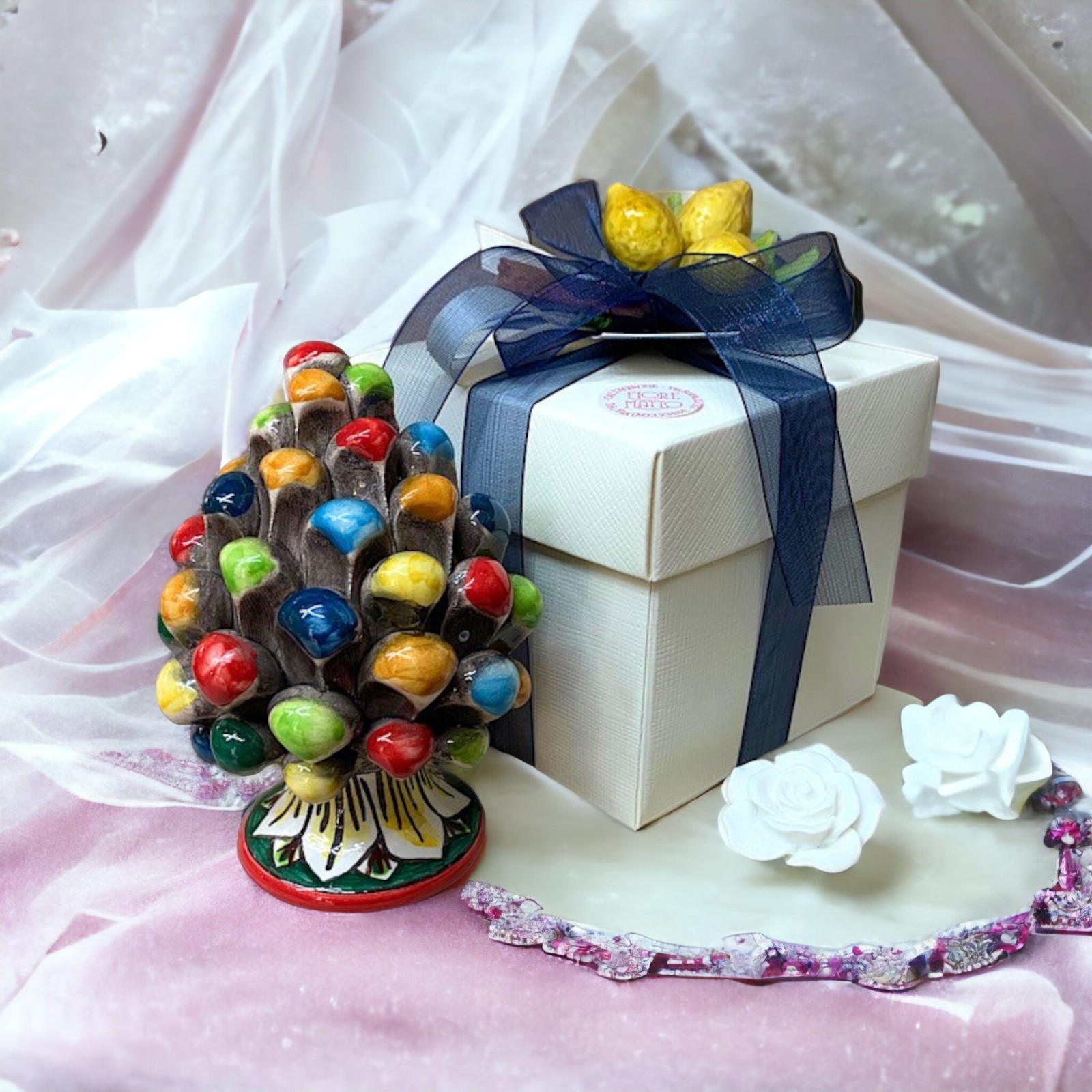 Pigna Siciliana decoro Multicolor /Arlecchino in Ceramica di Caltagirone