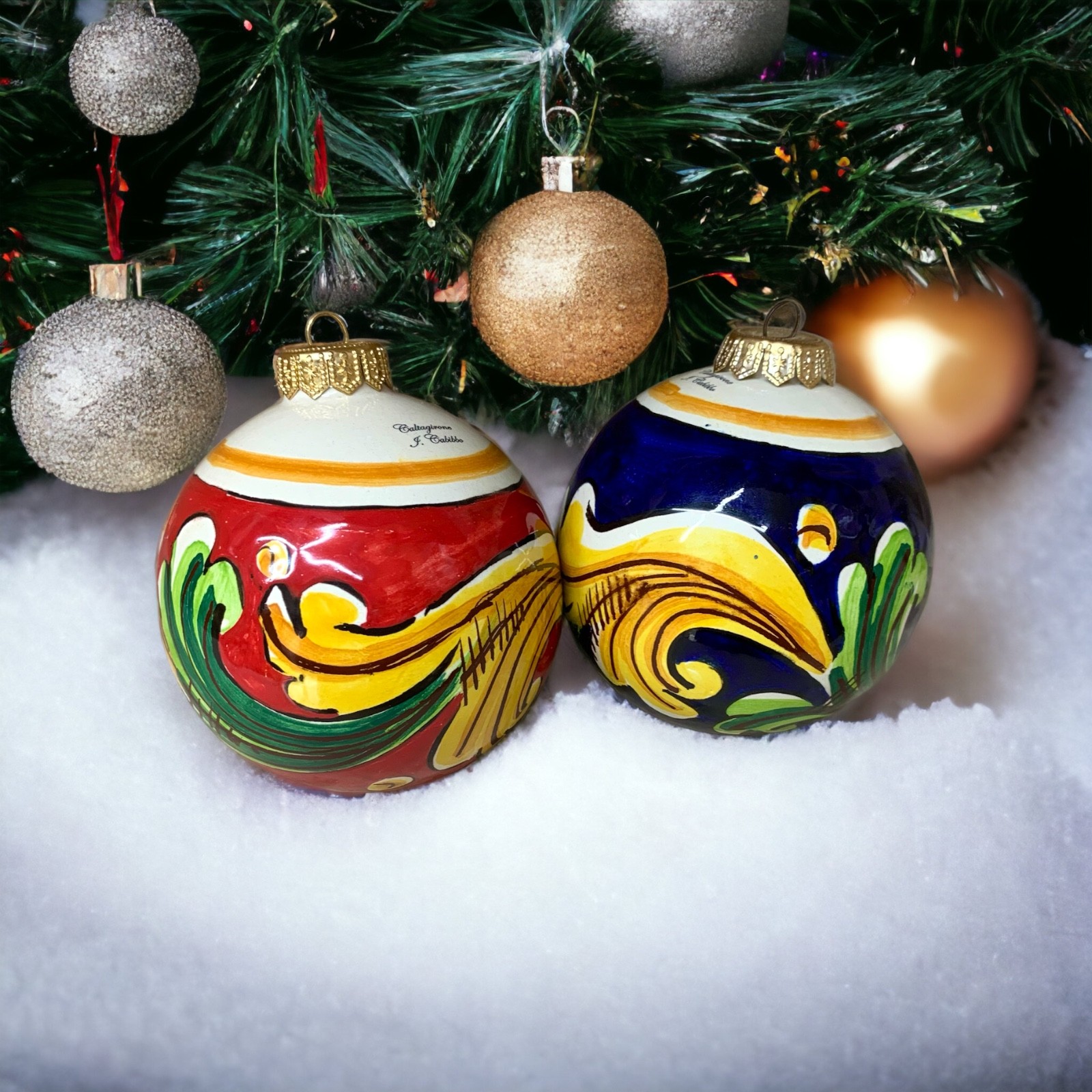 Palla di Natale diam 10 ceramica Caltagirone