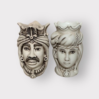Coppia di testa di moro in ceramica di Caltagirone