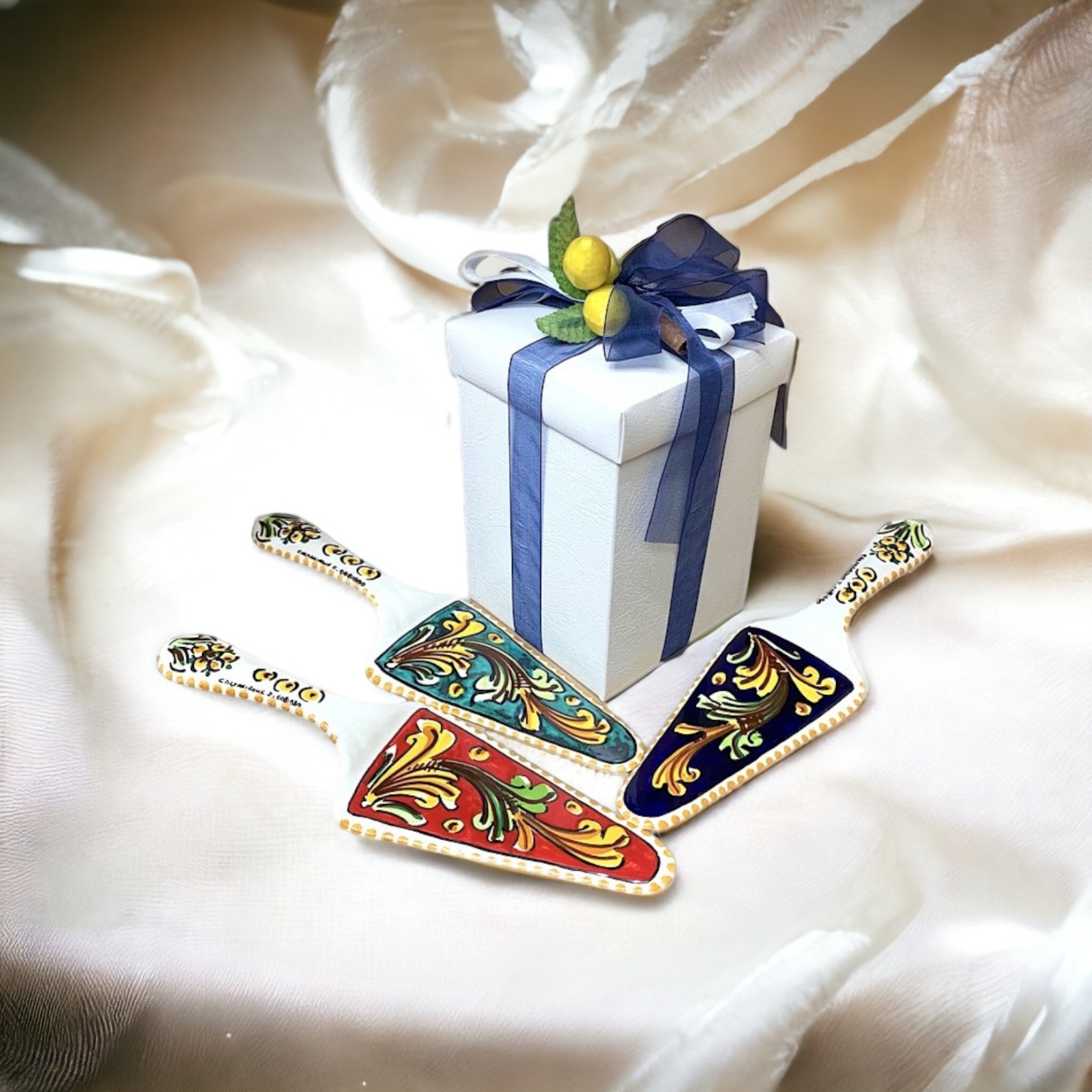 Paletta torta dec. Ornato in ceramica originale di Caltagirone