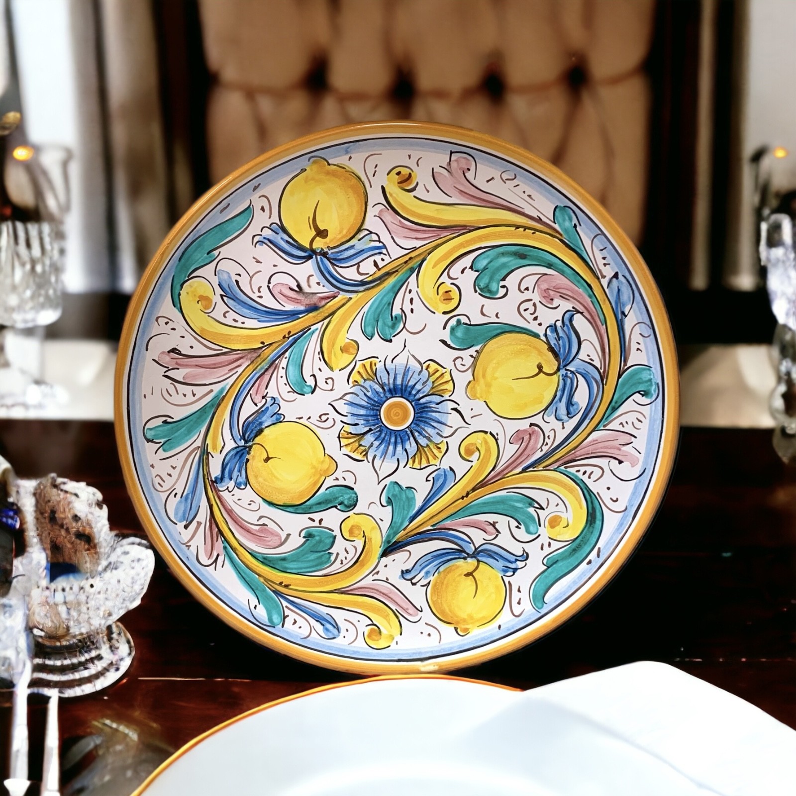 Piatto Decoro Antico in ceramica di Caltagirone