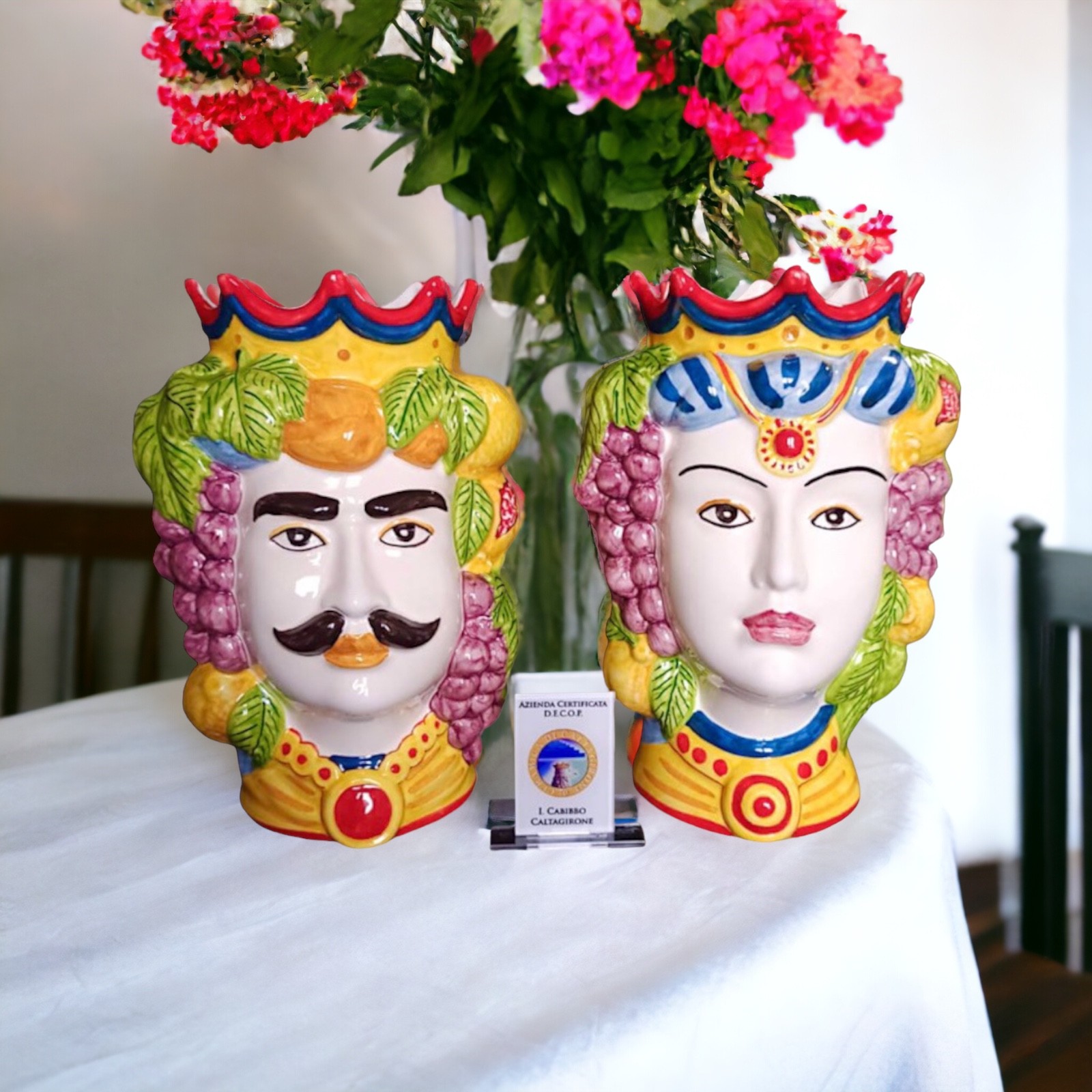 Teste di moro siciliane h.25 in Ceramica di Caltagirone