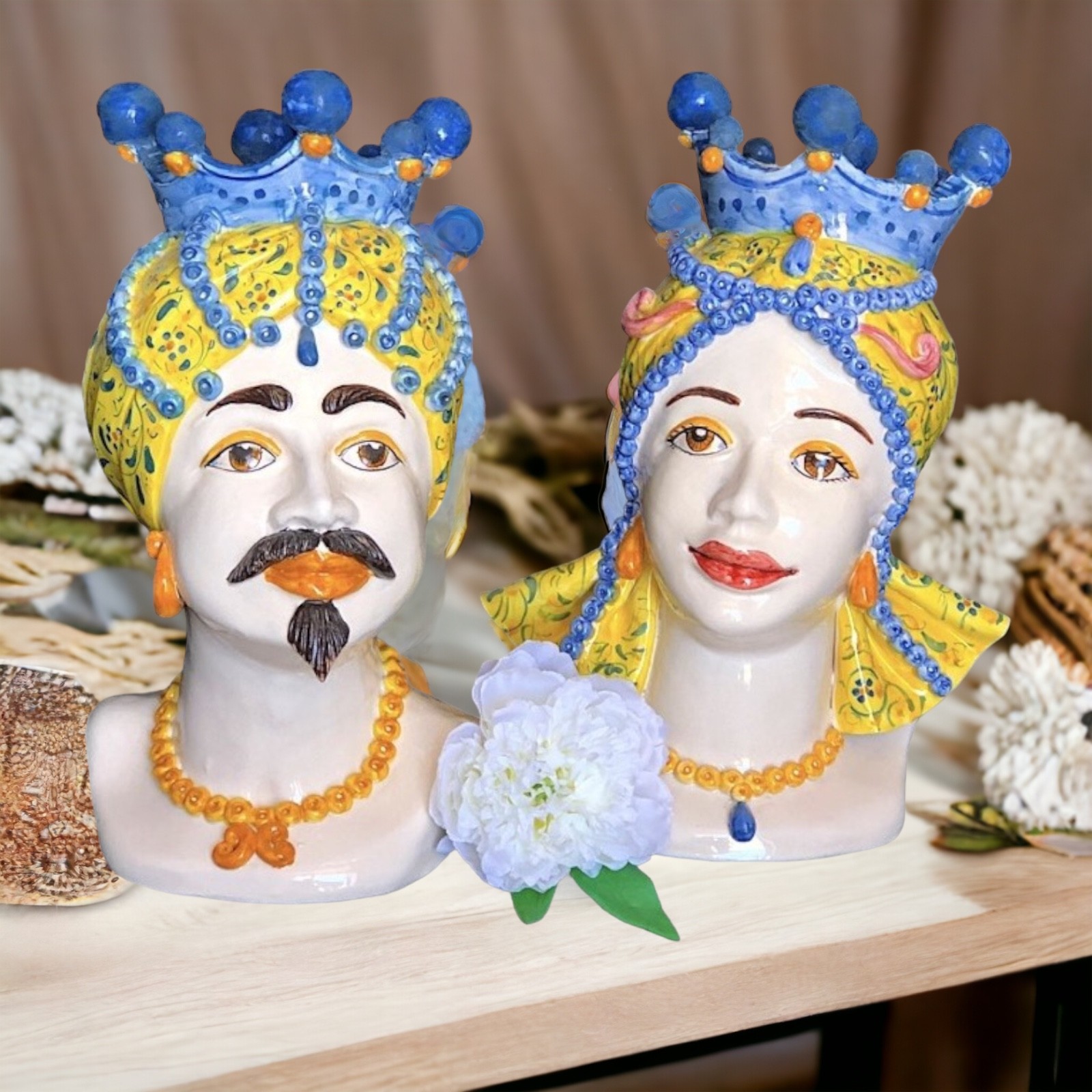 Teste di moro H.38 in Ceramica di Caltagirone