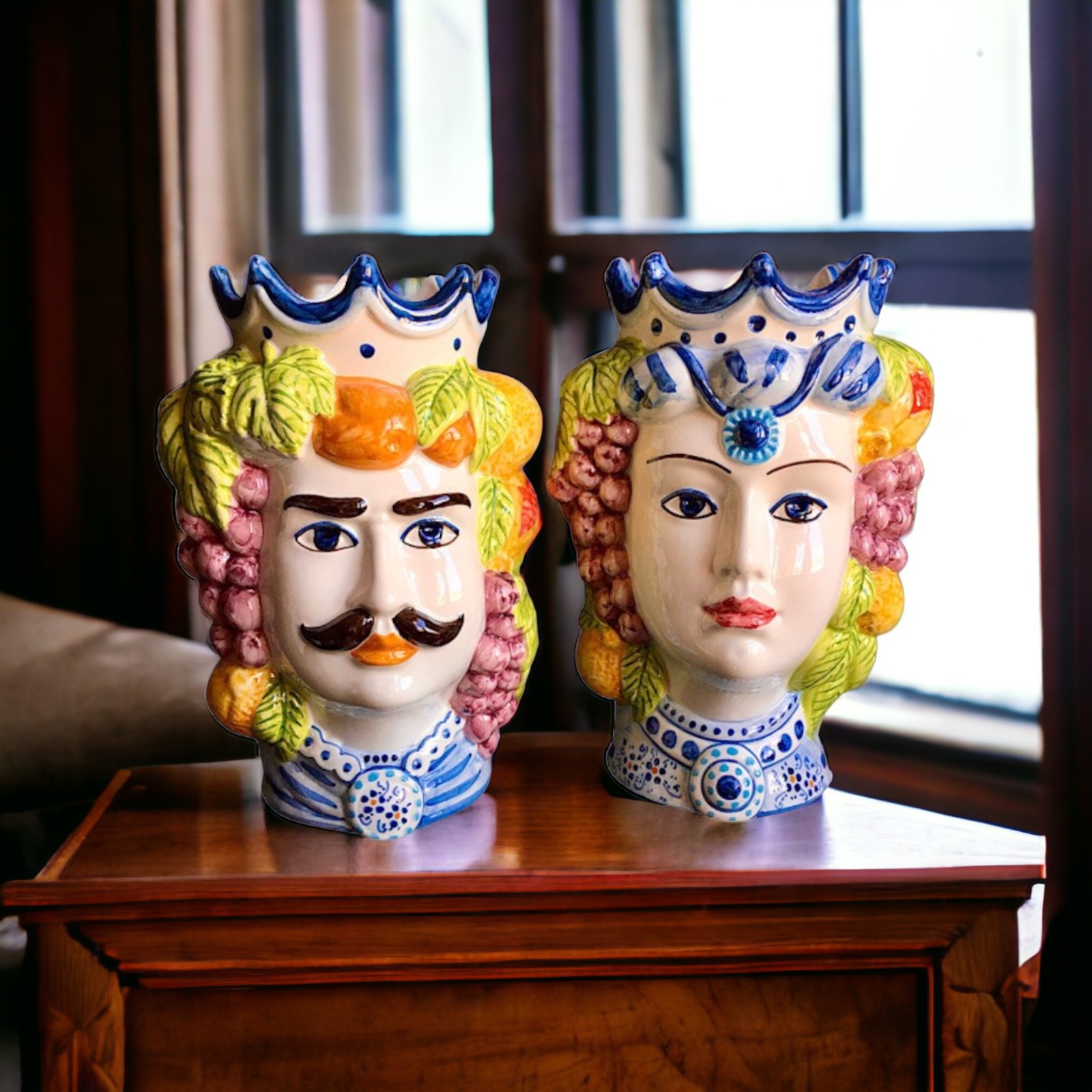 Teste di moro H.25 in Ceramica di Caltagirone