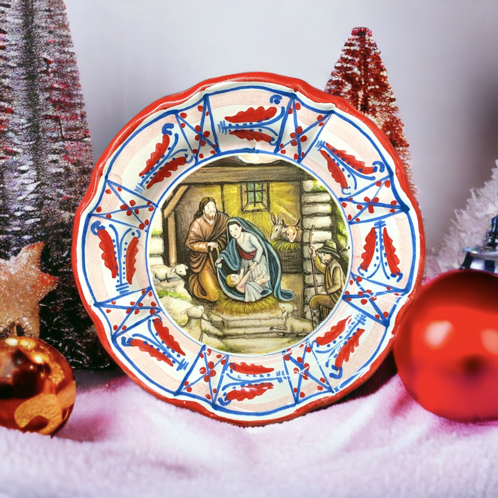 Piatto con Presepe in ceramica