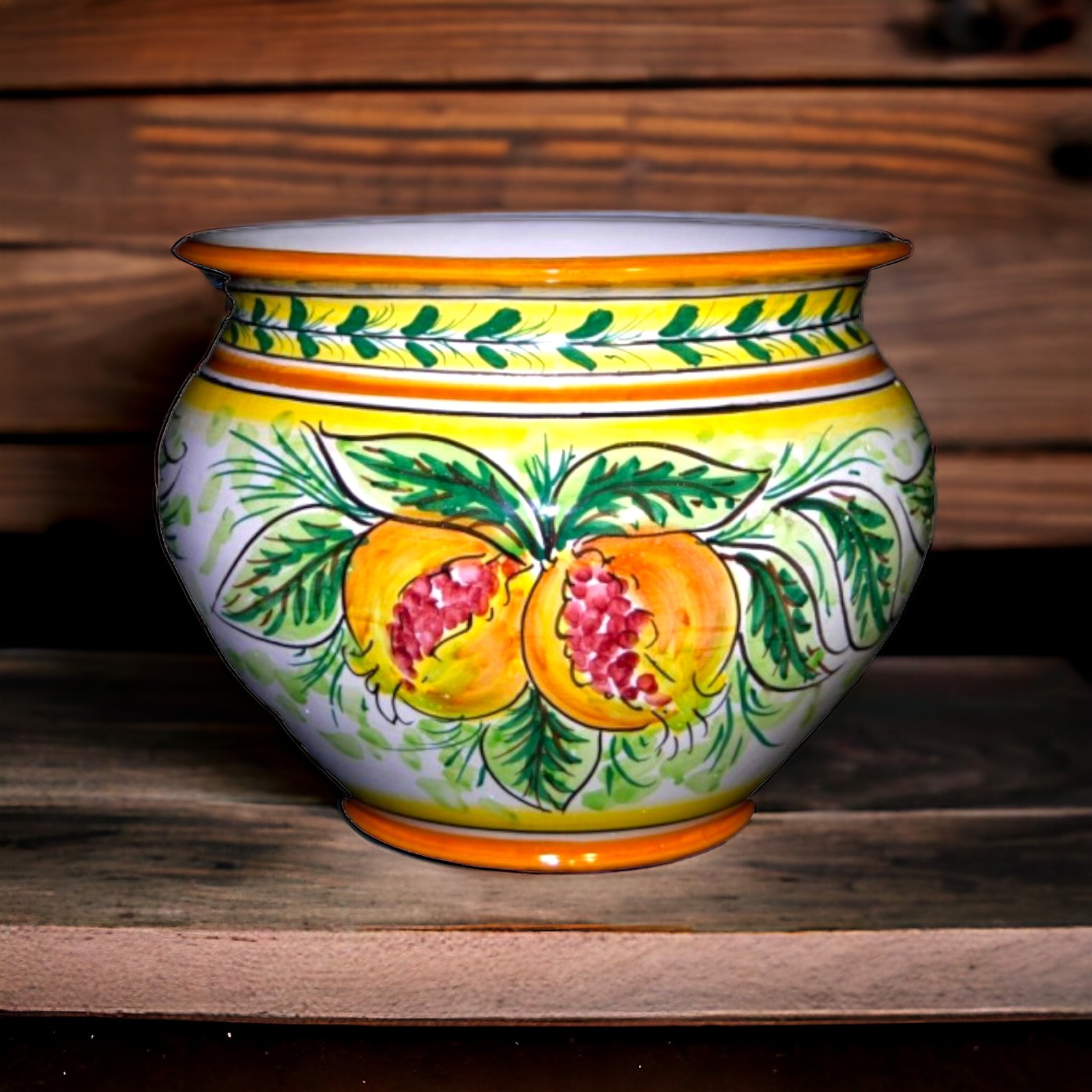 Portavasi decoro melograni in ceramica di Caltagirone