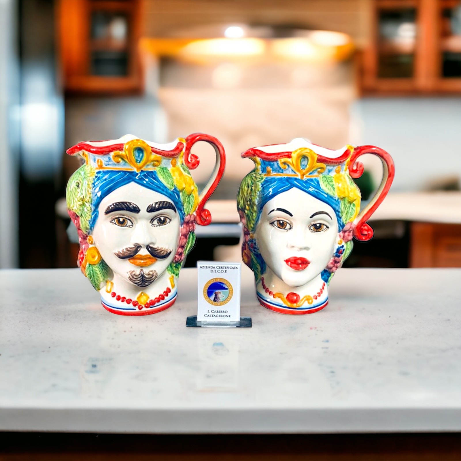 Brocca testa di moro H.19 in Ceramica di Caltagirone