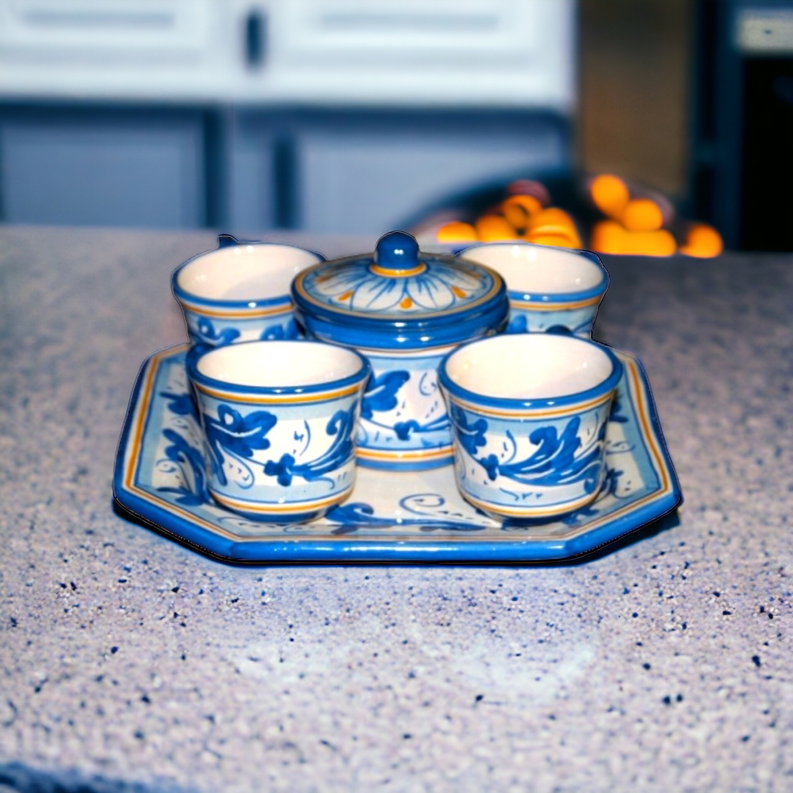 Set 4 tazzine in ceramica di Caltagirone