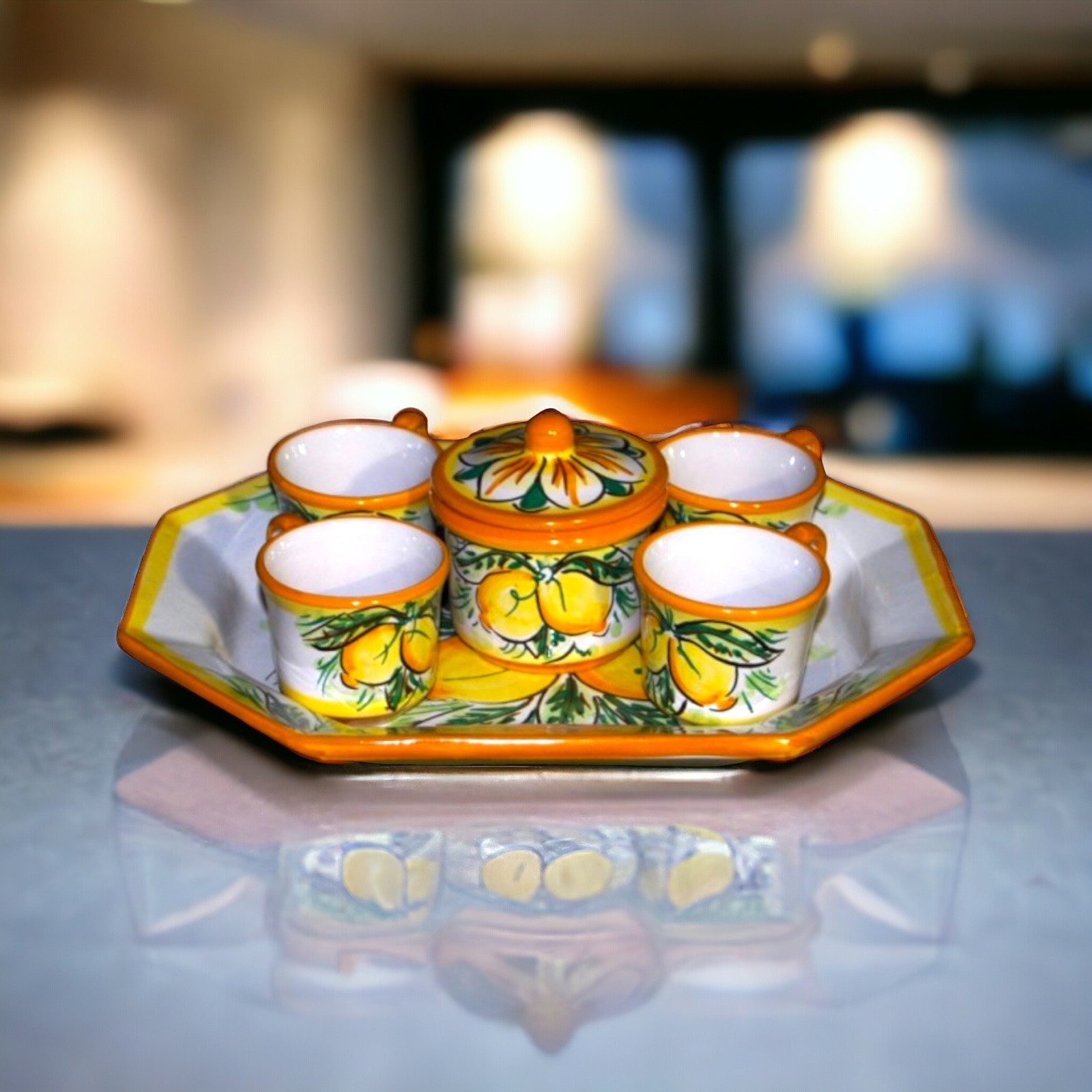Set 4 tazzine caffè in ceramica di Caltagirone