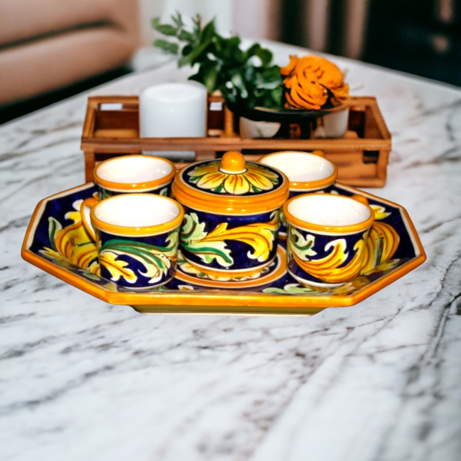 Set 4 tazzine da caffè in ceramica di Caltagirone