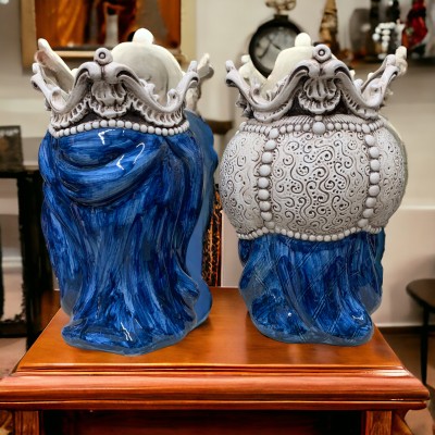 Coppia di Teste di moro H.38 in Ceramica di Caltagirone