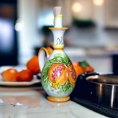 Oliera dec. Melograno in ceramica di Caltagirone