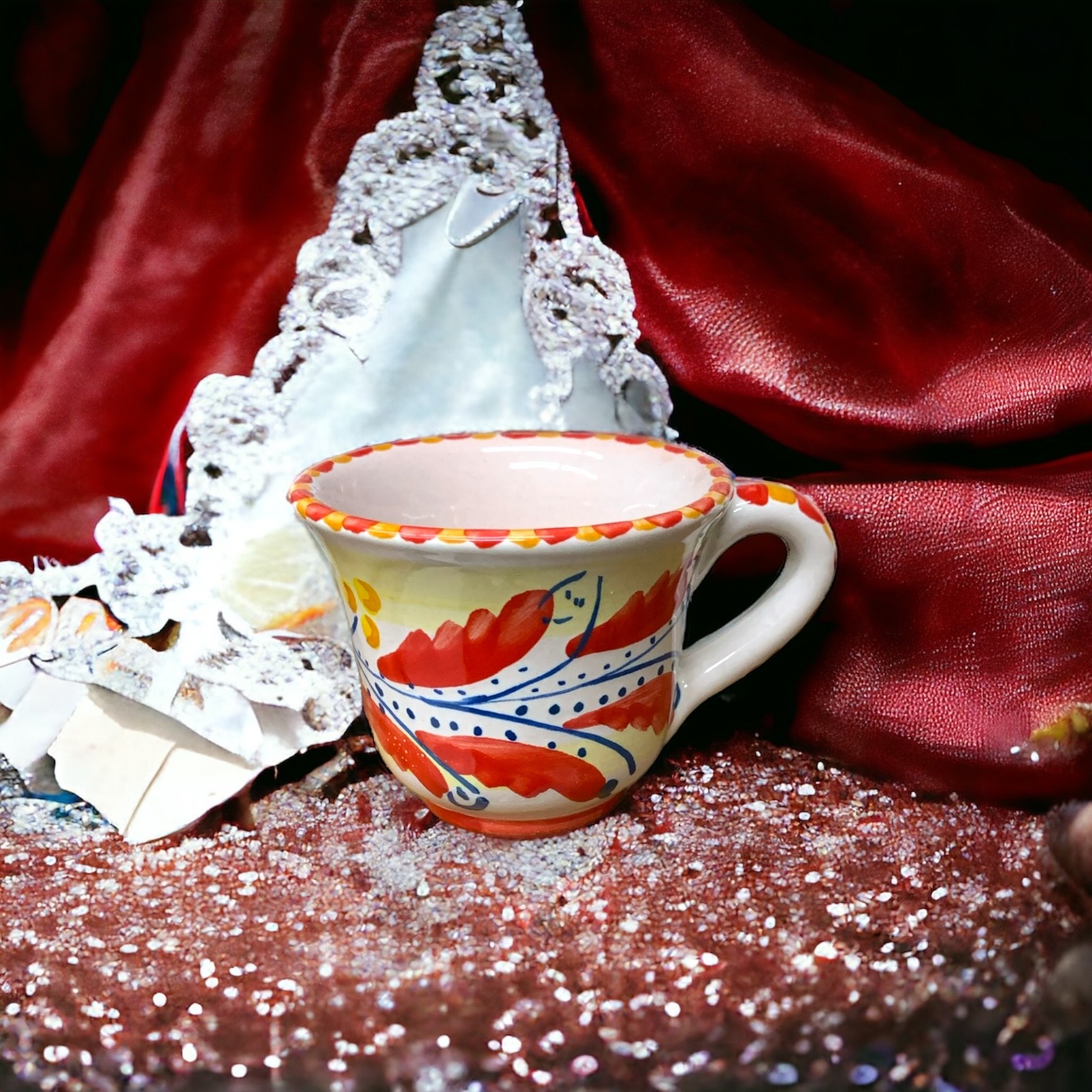 Tazzina da caffè singola in ceramica di Caltagirone