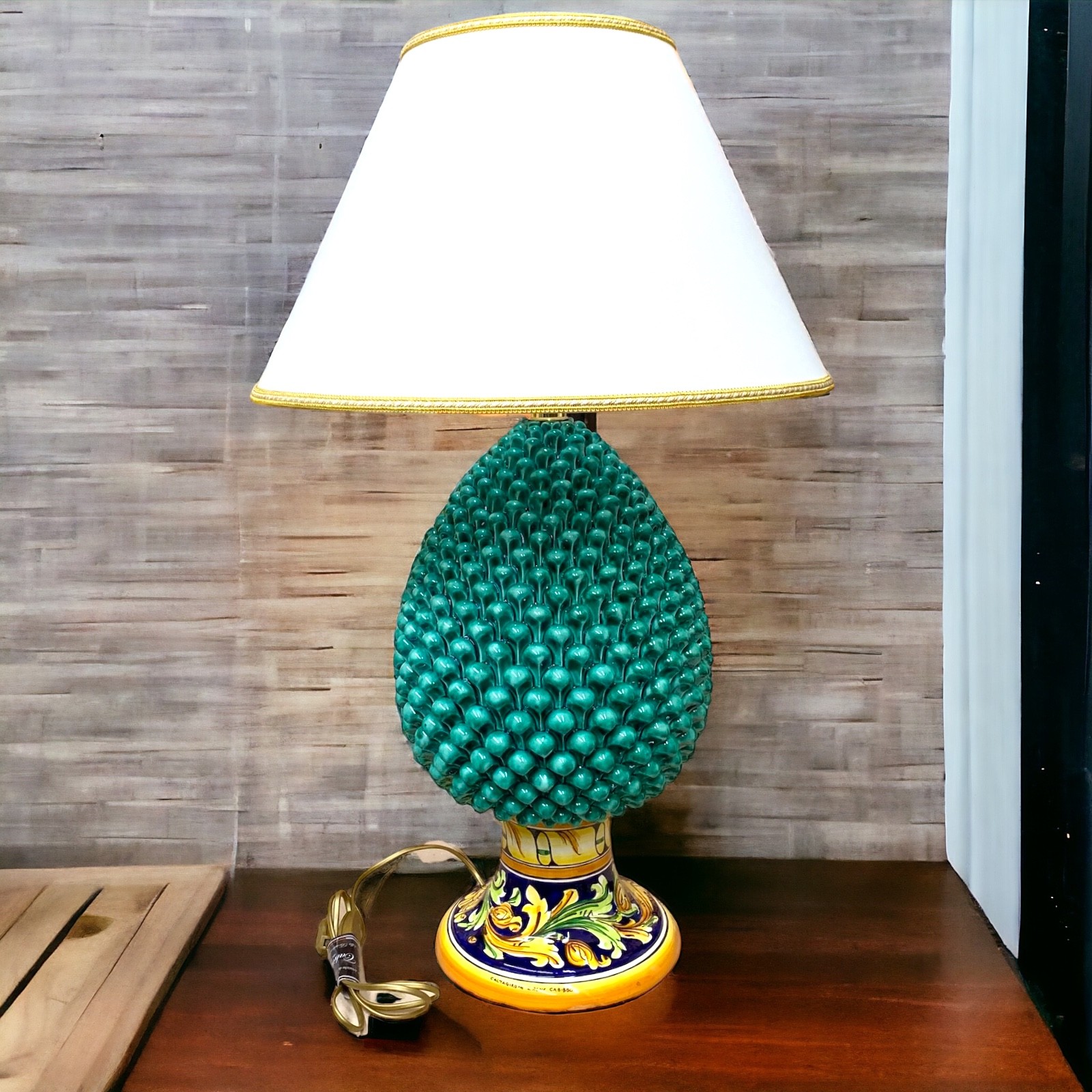 Lume Pigna decoro Ornato originale ceramica Caltagirone
