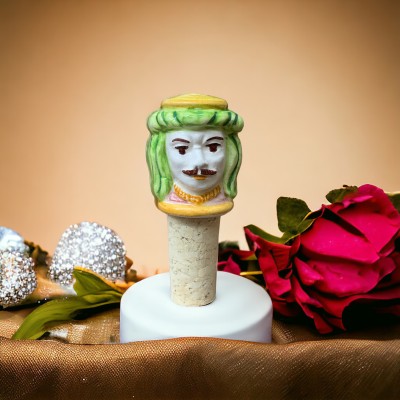 Tappo bottiglia a testa di moro in Ceramica di Caltagirone