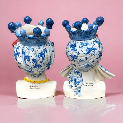 Teste di moro tipiche Siciliane H.35 in Ceramica di Caltagirone