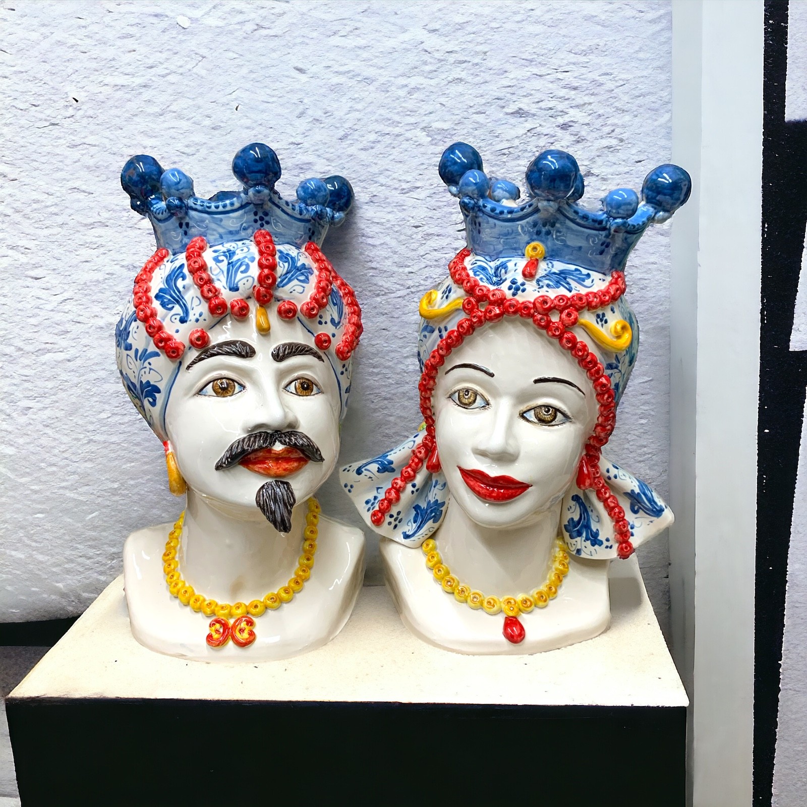 Teste di moro tipiche Siciliane H.35 in Ceramica di Caltagirone