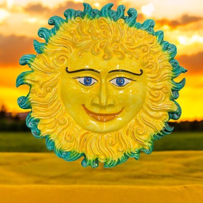 Sole di Sicilia in verde Ceramica di Caltagirone