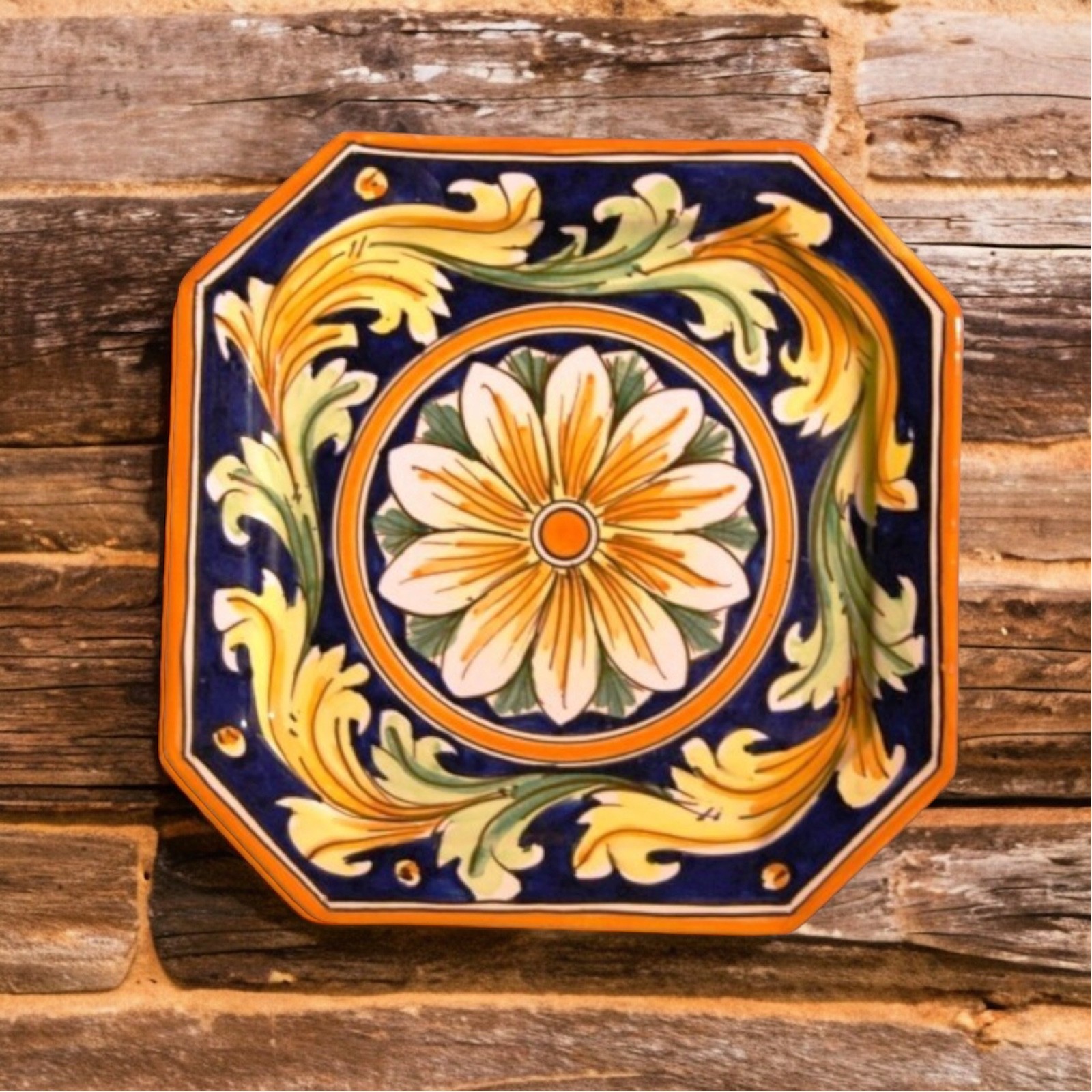 Piatto ottagonale cm22 in ceramica di Caltagirone