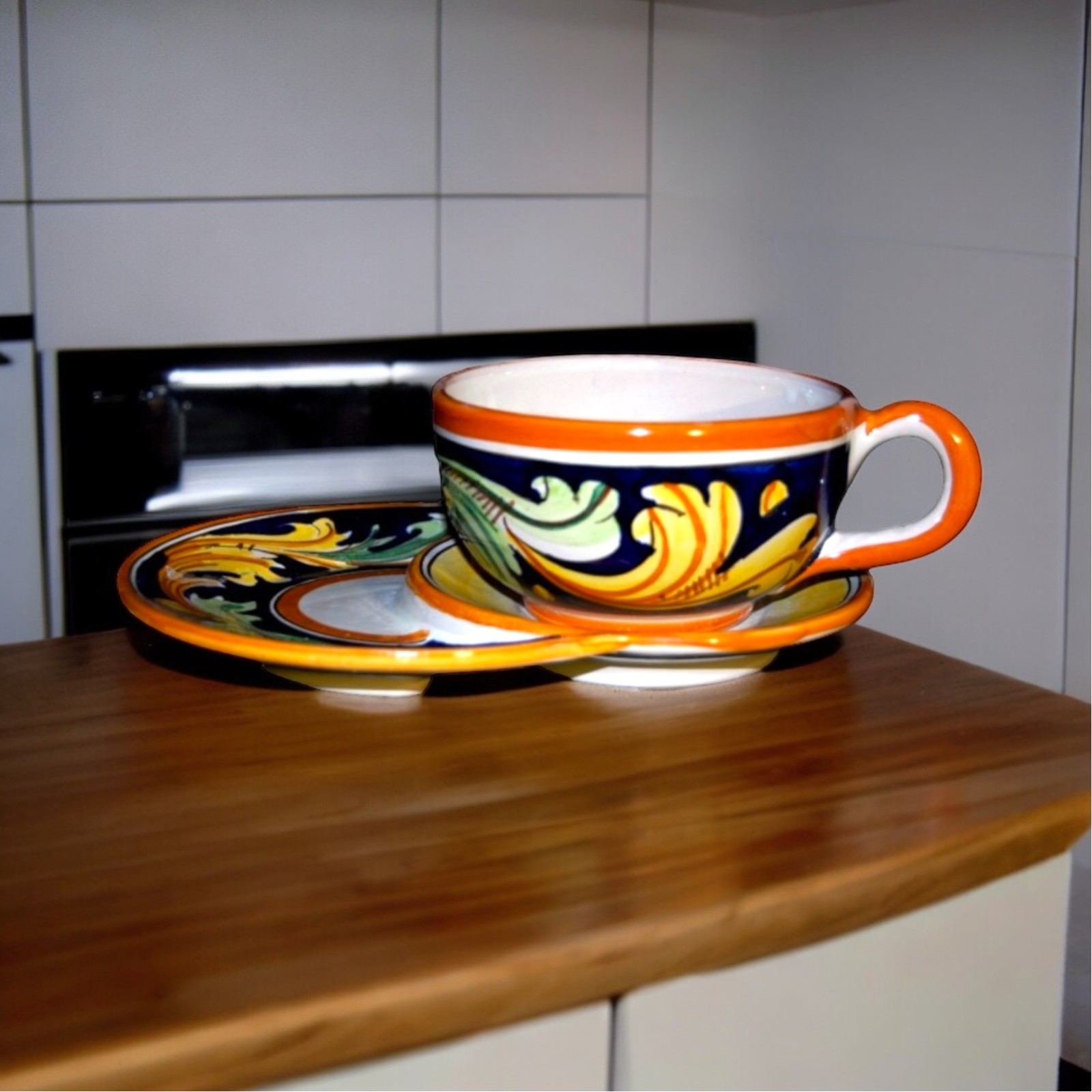 Tazza colazione dec. Ornato in ceramica di Caltagirone.