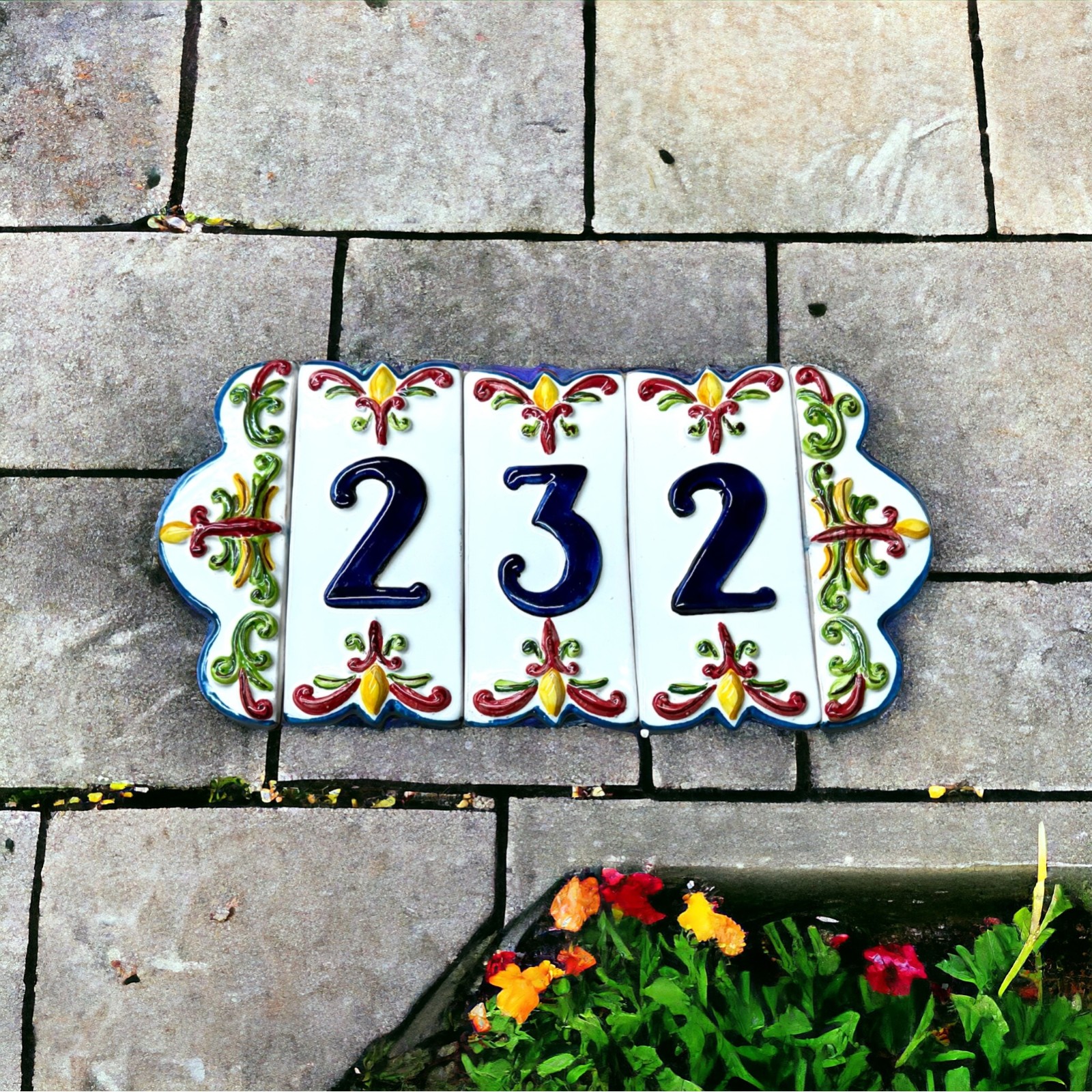 Numero civico e cornice ceramica Caltagirone