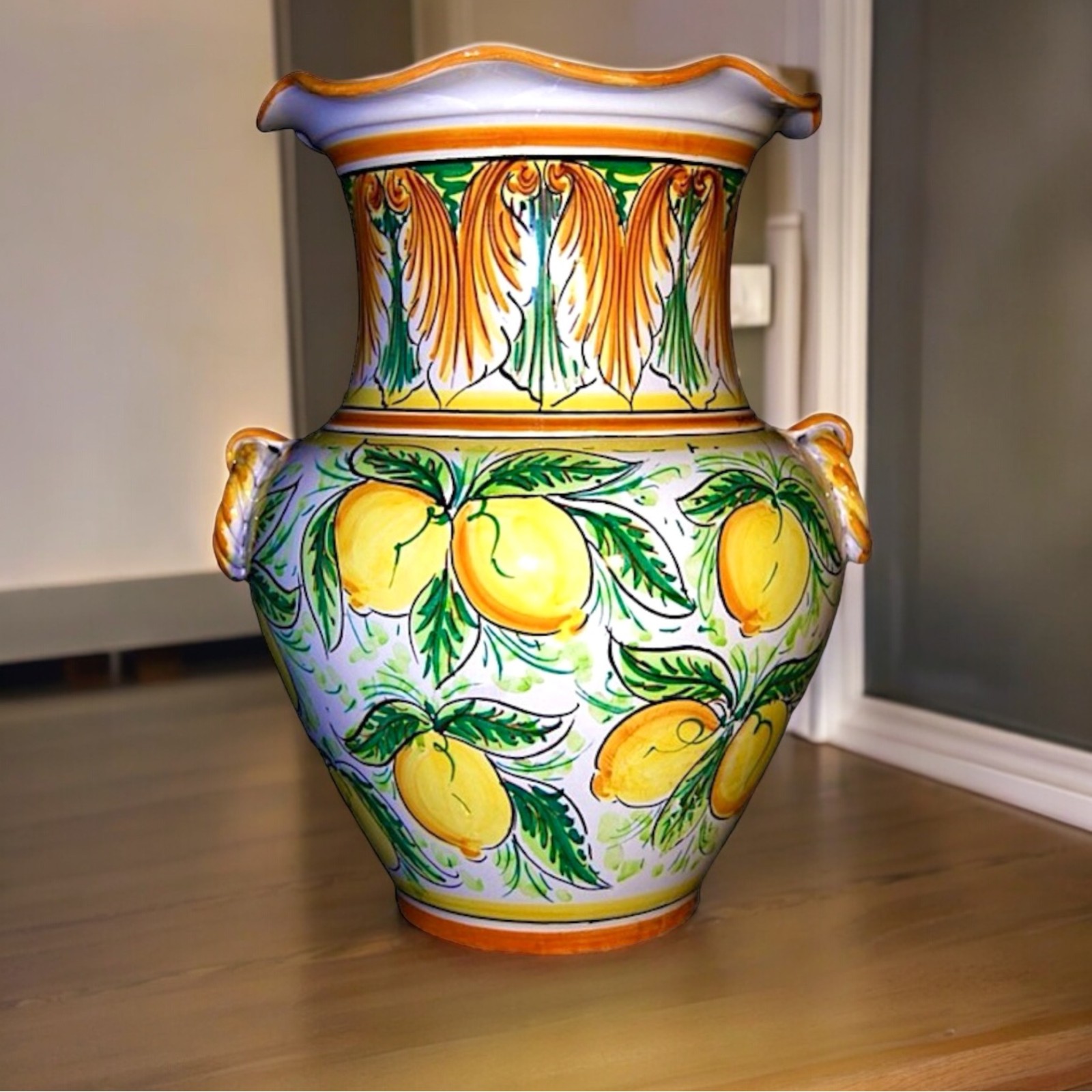 Portaombrelli Limoni in ceramica di Caltagirone